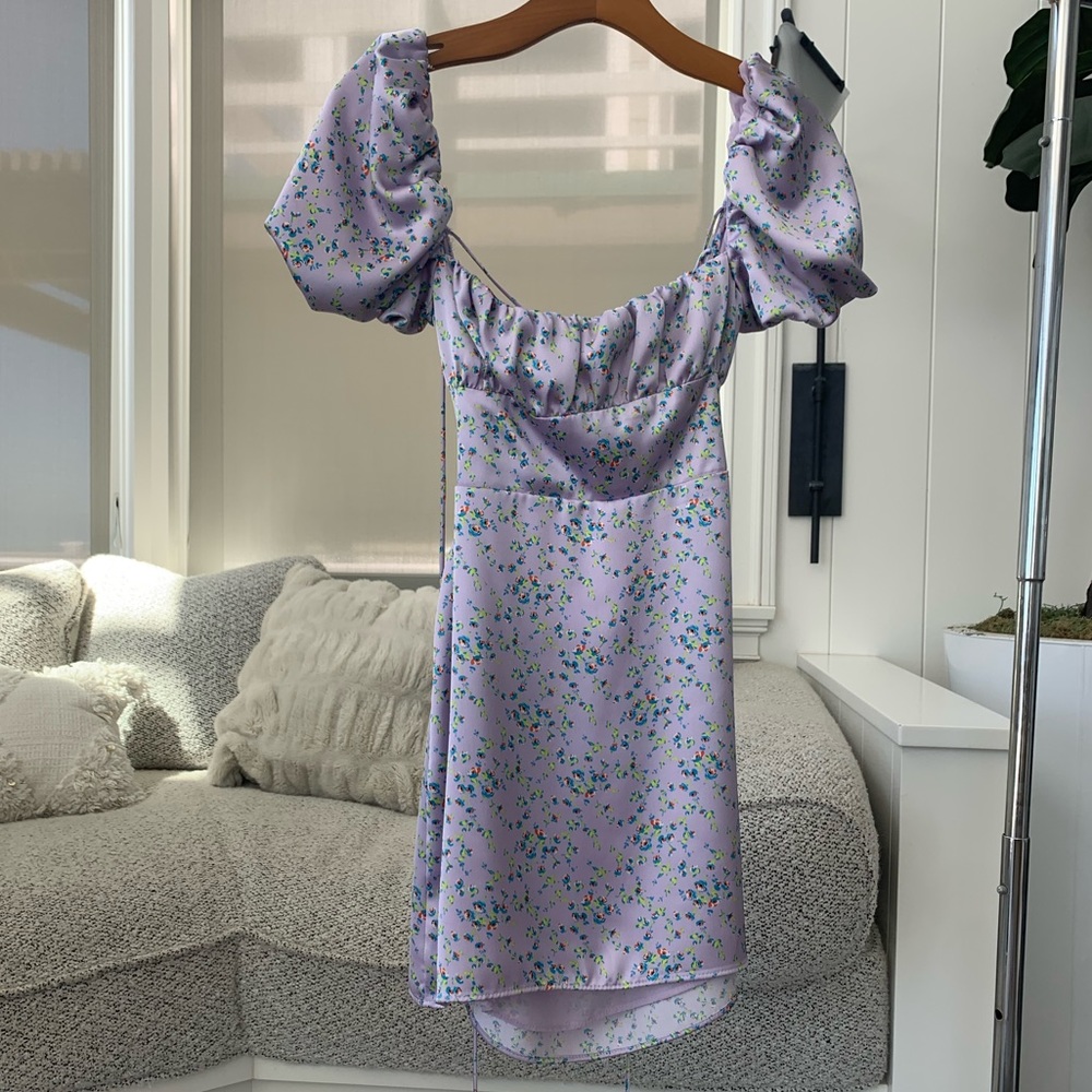 Zara Lavender Floral Mini Dress